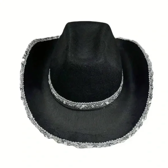 Women's Black Sequin Cowgirl Hat - Picture 2 of 3